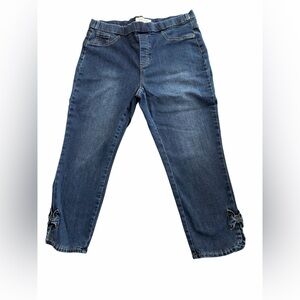 CHARLIE B Blue Ankle Jeans with Bow Detail